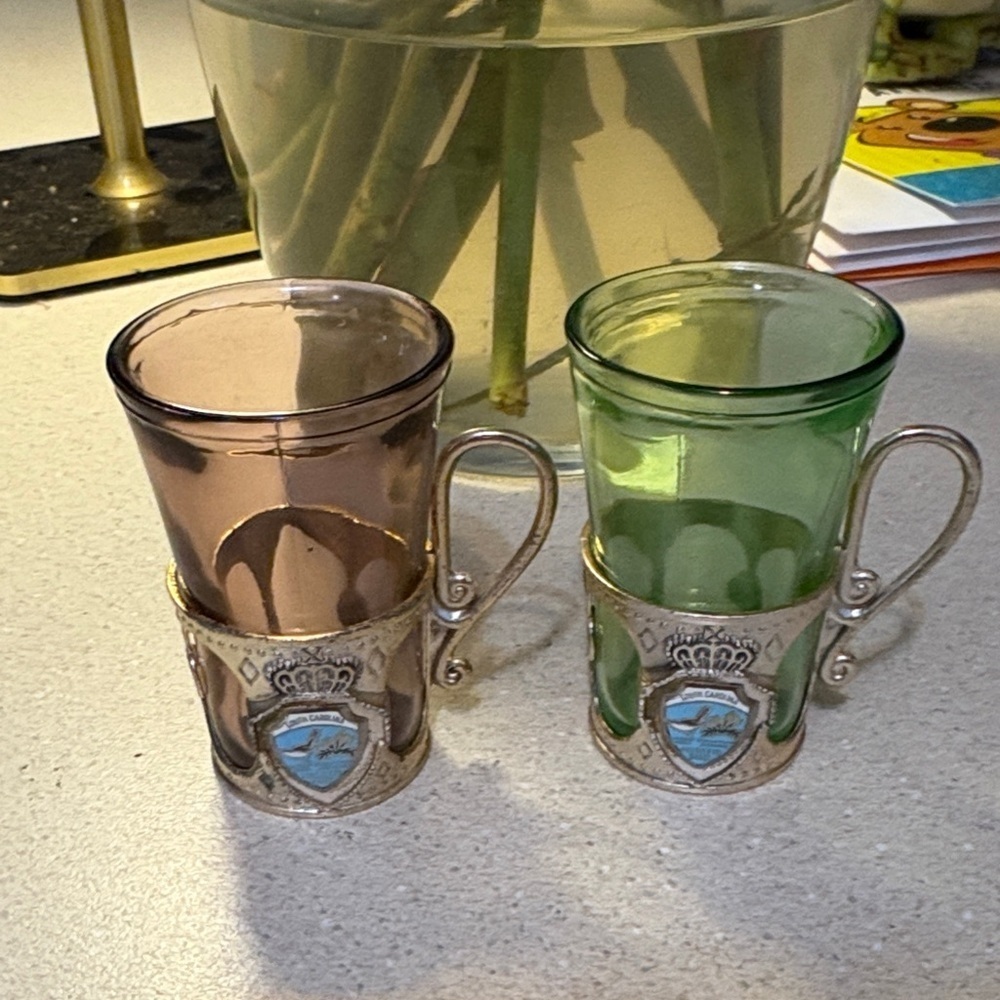 Vintage South Carolina 50's Libby Reflections Shot Cordial Glasses Souvenir